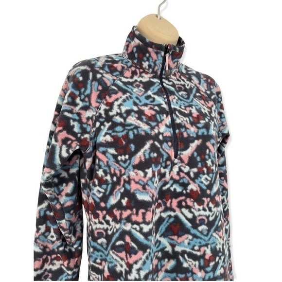 Eddie Bauer Woman's Sz S Pink Blue Black Fleece  1/4 Zip Pullover Jacket - Picture 2 of 8